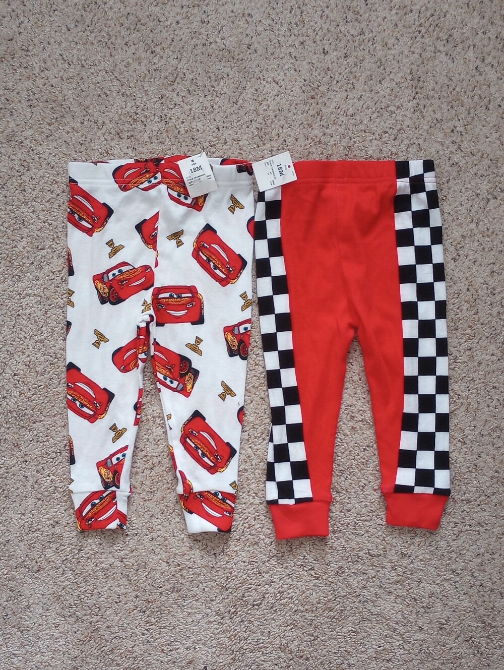 New With Tags Cars Lightning McQueen Pajama Bottoms Set Of 2 Size 18 Months
